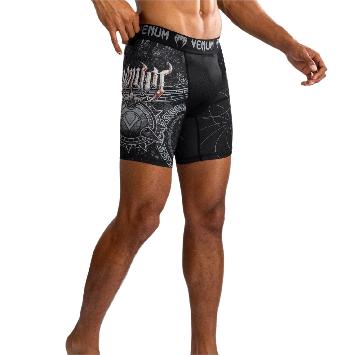 Venum Gladiator 5.0 MMA BJJ Vale Tudo Shorts - Black/Silver - Image 3
