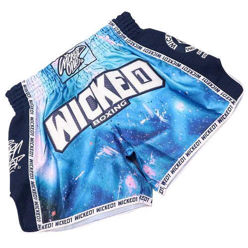 Wicked One Blue Print Muay Thai Shorts - Image 2