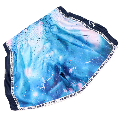 Wicked One Blue Print Muay Thai Shorts - Image 3
