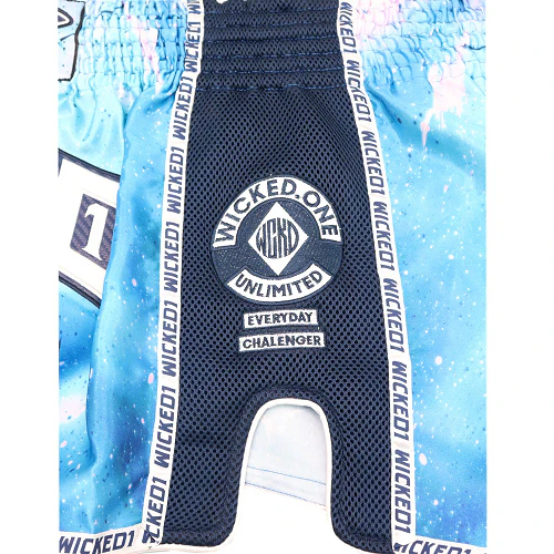 Wicked One Blue Print Muay Thai Shorts - Image 4