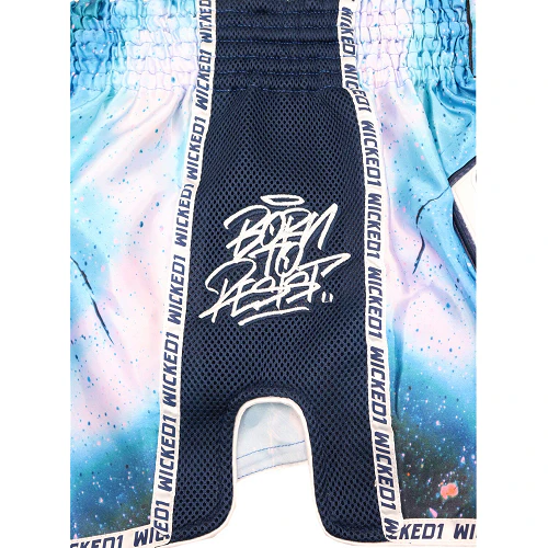 Wicked One Blue Print Muay Thai Shorts - Image 5