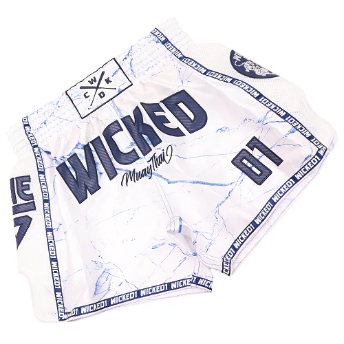 Wicked One Broken Muay Thai Shorts White - Image 2