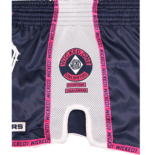 Wicked One Infamous Muay Thai Shorts Black Pink White - Image 4