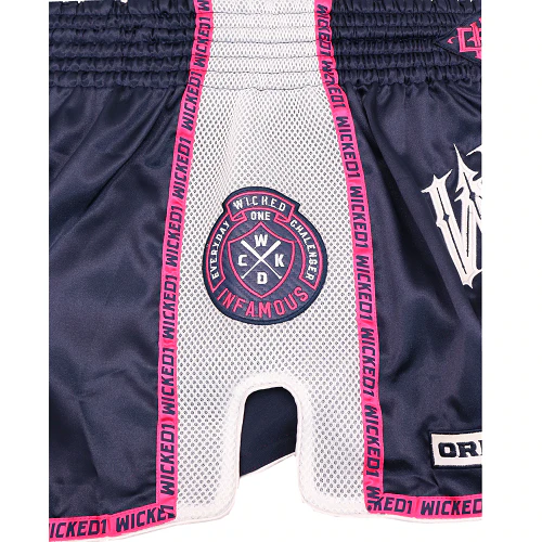 Wicked One Infamous Muay Thai Shorts Black Pink White - Image 5