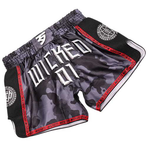 Wicked One Overcome Muay Thai Shorts Black Camo - Image 2