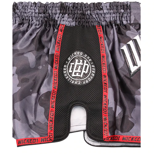 Wicked One Overcome Muay Thai Shorts Black Camo - Image 4