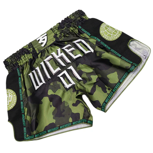 Wicked One Overcome Muay Thai Shorts Green Camo - Image 2