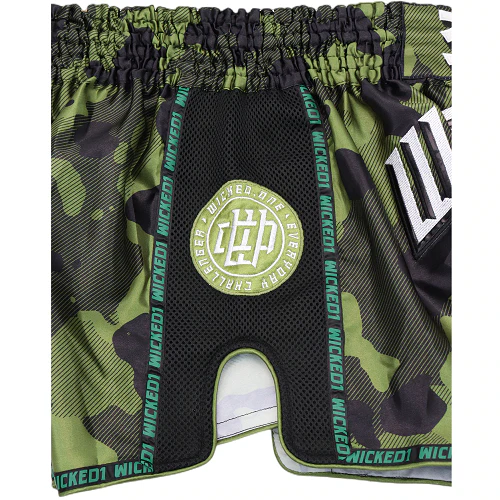 Wicked One Overcome Muay Thai Shorts Green Camo - Image 4