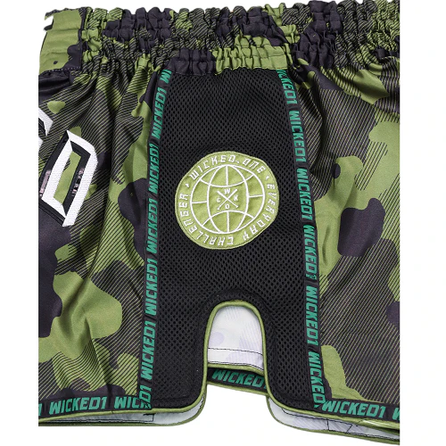Wicked One Overcome Muay Thai Shorts Green Camo - Image 5